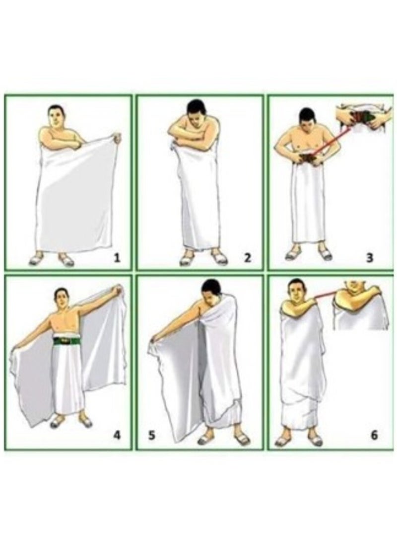 FULL JOY Ihram 2-Piece Hajj And Umrah Religious Cloth For Men , White - Image 2