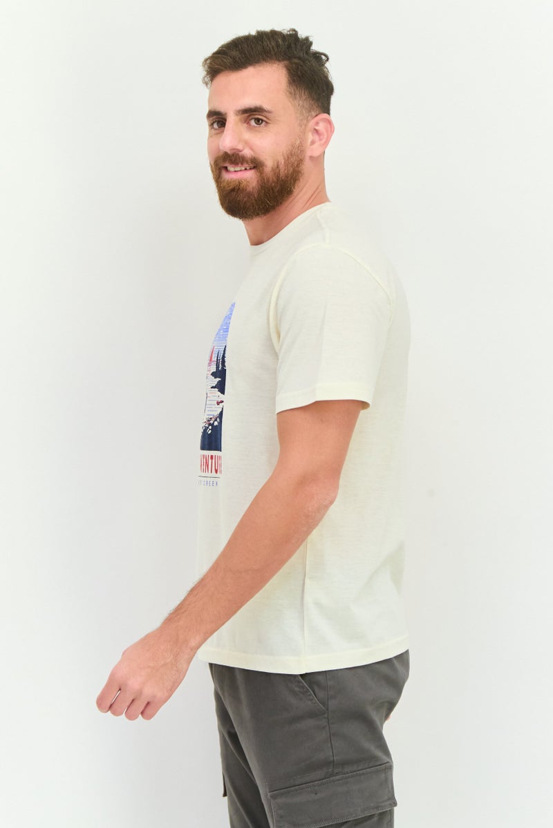 Horizon by Bass Creek Outfitters Men Crew Neck Short Sleeves Graphic Print T-Shirt, Cream - Image 2