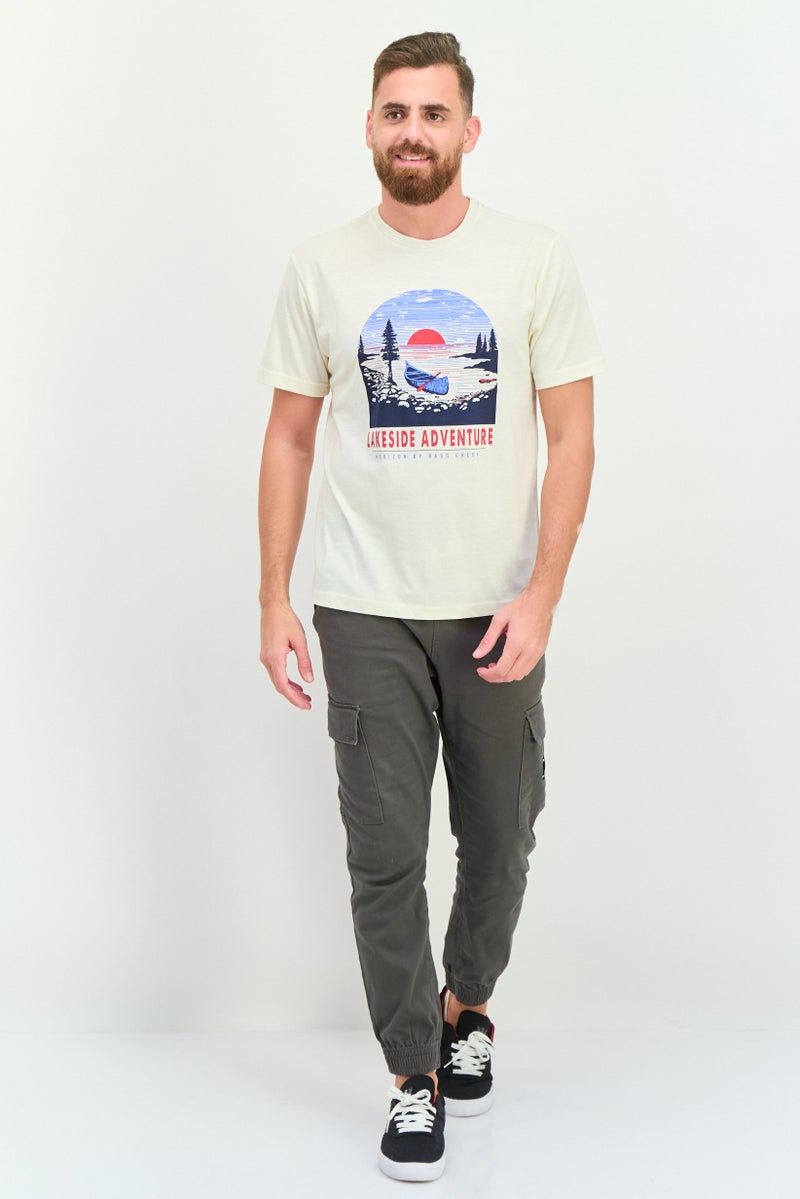 Horizon by Bass Creek Outfitters Men Crew Neck Short Sleeves Graphic Print T-Shirt, Cream - Image 4