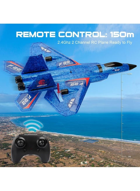 F22 RC Jet Airplane Toy for Kids & Beginners - Ready to Fly Remote Control Plane with 2.4GHz 2-Channel, Gyro Stabilization, Landing Gear, & Waterproof EPP Foam for Easy Operation & Durability