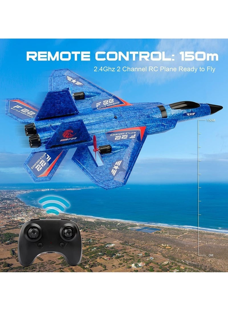 F22 RC Jet Airplane Toy for Kids & Beginners - Ready to Fly Remote Control Plane with 2.4GHz 2-Channel, Gyro Stabilization, Landing Gear, & Waterproof EPP Foam for Easy Operation & Durability