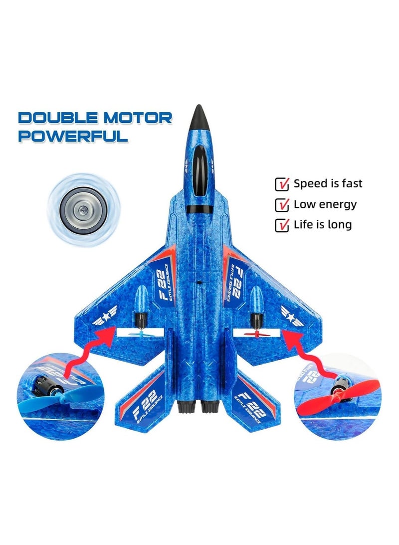 F22 RC Jet Airplane Toy for Kids & Beginners - Ready to Fly Remote Control Plane with 2.4GHz 2-Channel, Gyro Stabilization, Landing Gear, & Waterproof EPP Foam for Easy Operation & Durability