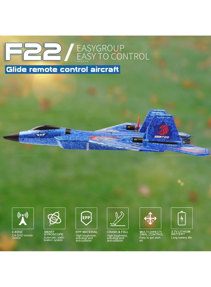 F22 RC Jet Airplane Toy for Kids & Beginners - Ready to Fly Remote Control Plane with 2.4GHz 2-Channel, Gyro Stabilization, Landing Gear, & Waterproof EPP Foam for Easy Operation & Durability