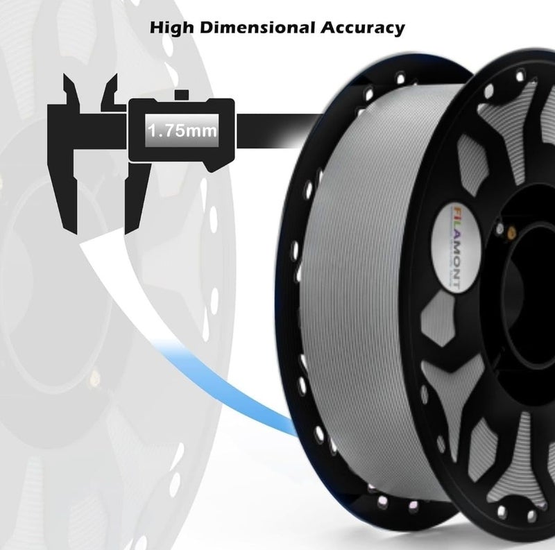 Protomont TECHNOLOGIES فيلا مونت خيوط الطباعة ثلاثية الأبعاد PLA بقطر 1.75 مم - بريميوم بلس متوافقة مع معظم طابعات FDM (رمادي غير لامع) - Image 4