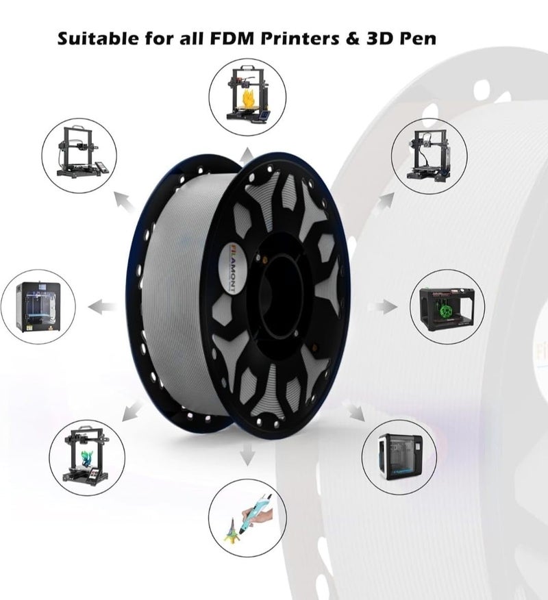 Protomont TECHNOLOGIES فيلا مونت خيوط الطباعة ثلاثية الأبعاد PLA بقطر 1.75 مم - بريميوم بلس متوافقة مع معظم طابعات FDM (رمادي غير لامع) - Image 2