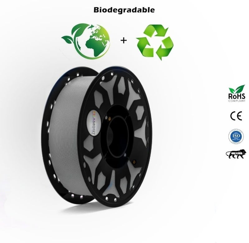 Protomont TECHNOLOGIES فيلا مونت خيوط الطباعة ثلاثية الأبعاد PLA بقطر 1.75 مم - بريميوم بلس متوافقة مع معظم طابعات FDM (رمادي غير لامع) - Image 3