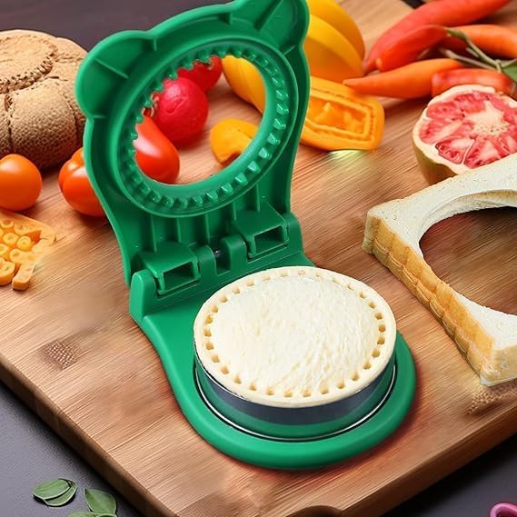 OXGO OXGO Sandwich Cutter N Sealer Serrated Design Stainless Steel Sandwich Maker Pocket Sandwiches Cutter Uncrustables Maker Bread Toast Making Mold for School Kids Lunch Box Multicolor Round - Image 3