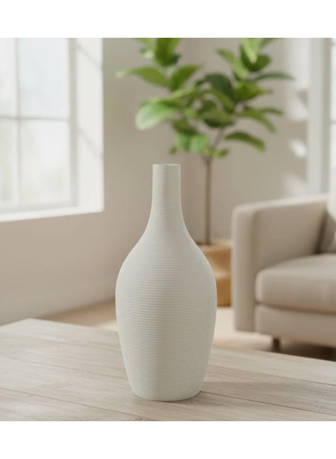 AKDC Slim White Ceramic Minimalist Vase – 22×10 cm - Image 1