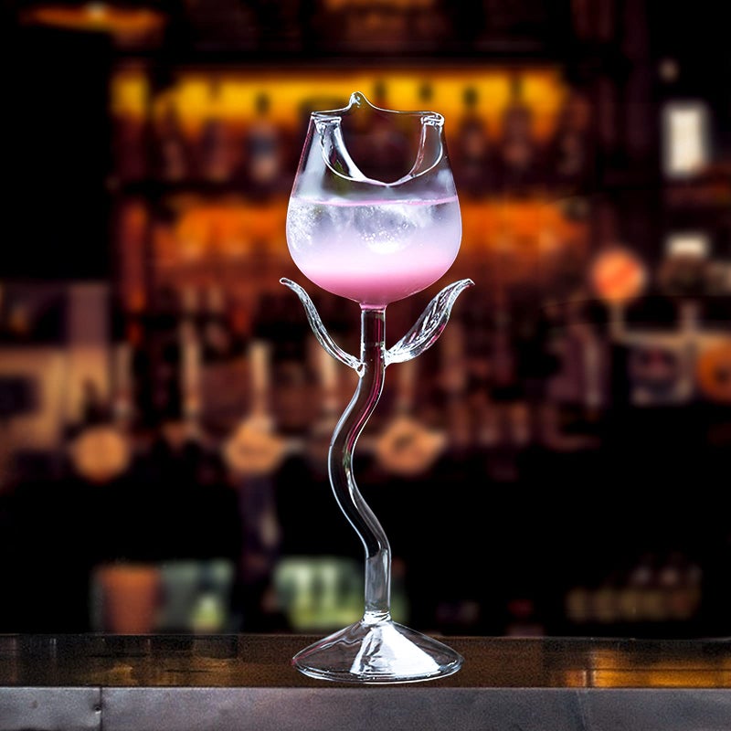 SuproBarware Rose Wine Glasses Set of 2 Rose Shape Wine Glasses 160ml Romantic Flower Cocktail Martini Glass Clear Goblet Drinking Cups for Party Housewarming Wedding Birthday Drinkwae Celebrations - Image 5