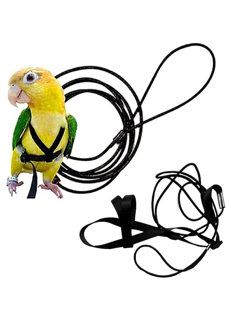 Adjustable Birds Harness and Leash Parrot Harness Leash Training Supplies Pet Anti-bite Outdoor Flying Rope for Conures Budgerigar Lovebird Cockatiel Mynah (S, Black) - Image 1