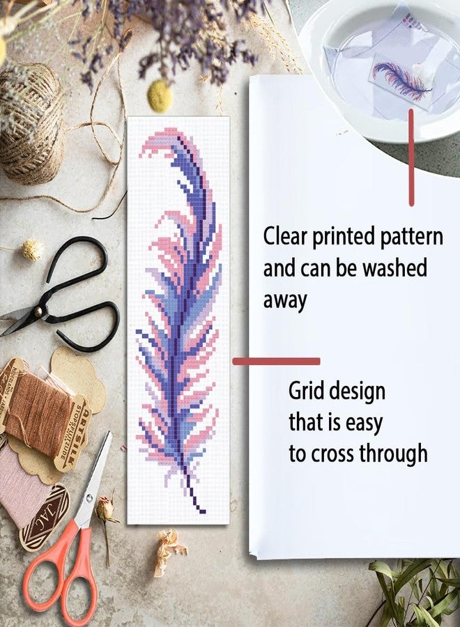ORIGACH 6 Set Feather Cross Stitch Bookmark Kit for Beginner with Backing Felt Floss Instructions DIY Stamped Embroidery Bookmark Kit for Adults, Book Lovers - Image 3