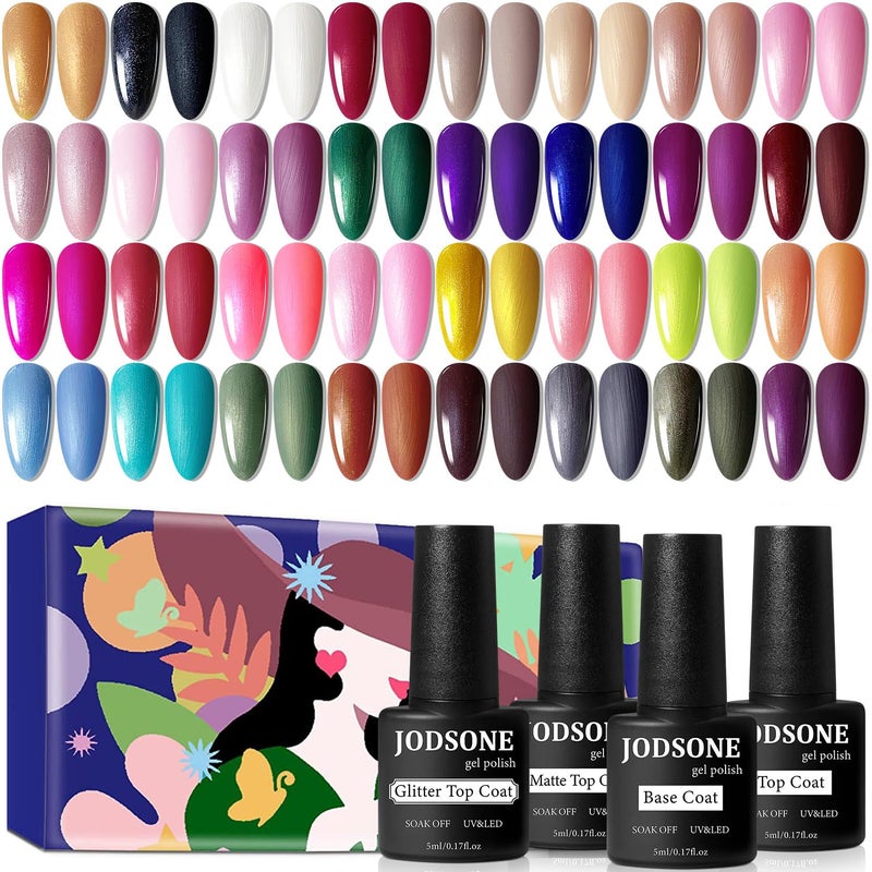 JODSONE Gel Nail Polish Starter Set Ribbon Glitter Summer Light Winter Dark Glossy 36-Piece Multi-color Gel Nail Polish Set - Image 2