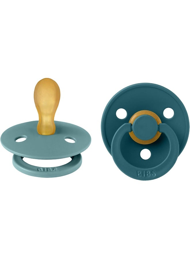 BIBS Colour Symmetrical Soother 2-Pack, BPA Free Dummy Pacifier, Symmetrical Natural Rubber Latex, Made in Denmark, Size 2 (6-18 Months), Island Sea/Forest Lake - Image 1