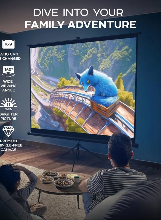 PropVue 100 Inch Projection Screen on Feet - Indoor and Outdoor Projector Screen for Movies or Presentations - Adjustable from 4:3 to 16:9 HD Premium Tripod Screen without Crease with Bag, Matte - Image 2