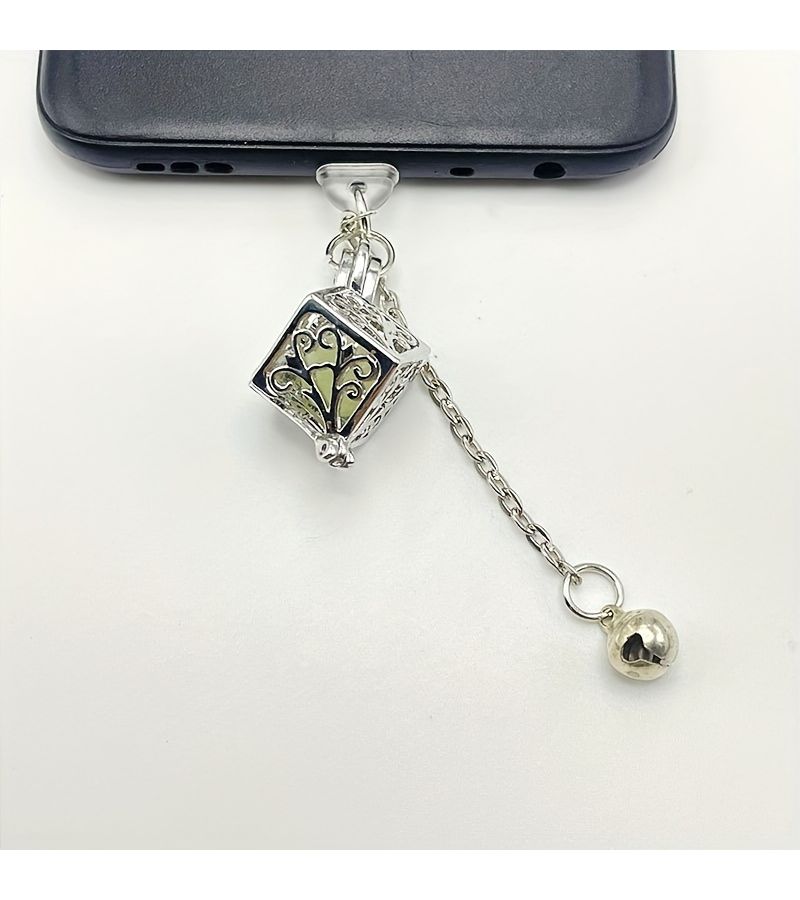 Mobile Phone Dust Plug For Type C Heart And Bell Shape Glowing Hollow Decoration - Image 2