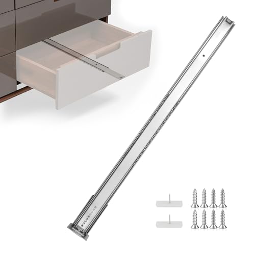 homdiy 5 Pack 16Inch Heavy Duty Centered Bottom Mounted Drawer Slides for Cabinet & Dresser Drawers, Bottom Mount Drawer Slides 3/4 Extension Glide Track - Image 1