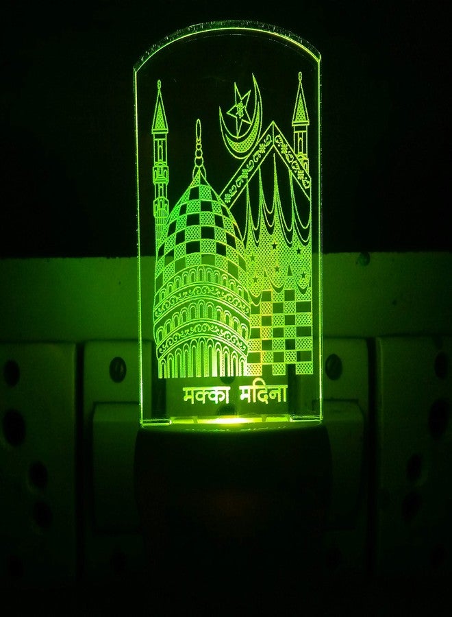 UKANI مصباح ليلي ثلاثي الأبعاد من يوكاني، مصنوع من الأكريليك بتقنية LED، بتصميم مكة المكرمة والمدينة المنورة، متعدد الألوان، مناسب لتزيين غرف النوم والممرات وغرف المعيشة والأضرحة والمعابد والمهرجانات (متعدد الألوان). - Image 5
