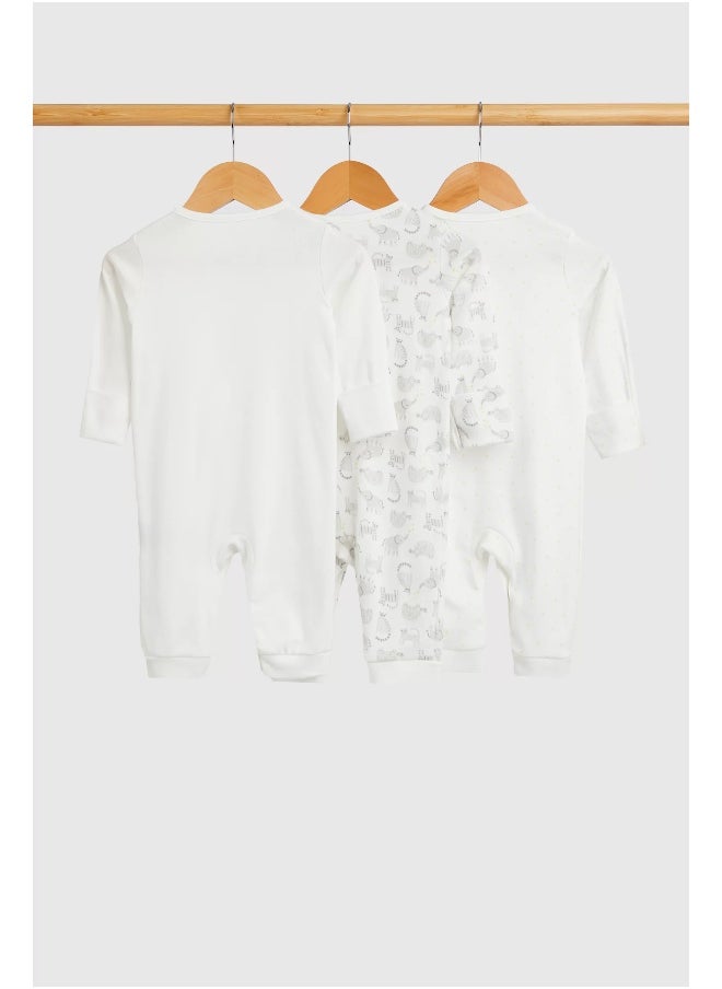 mothercare - Animal Footless Sleepsuits - 3 Pack - Image 1