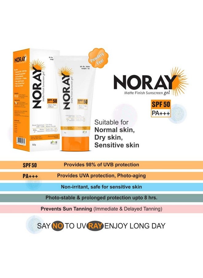 Vegetal Noray Matte Finish Broad Spectrum Sunscreen Gel, Spf-50, Pa+++ With Anti Tan Effect, 50 G - Image 3