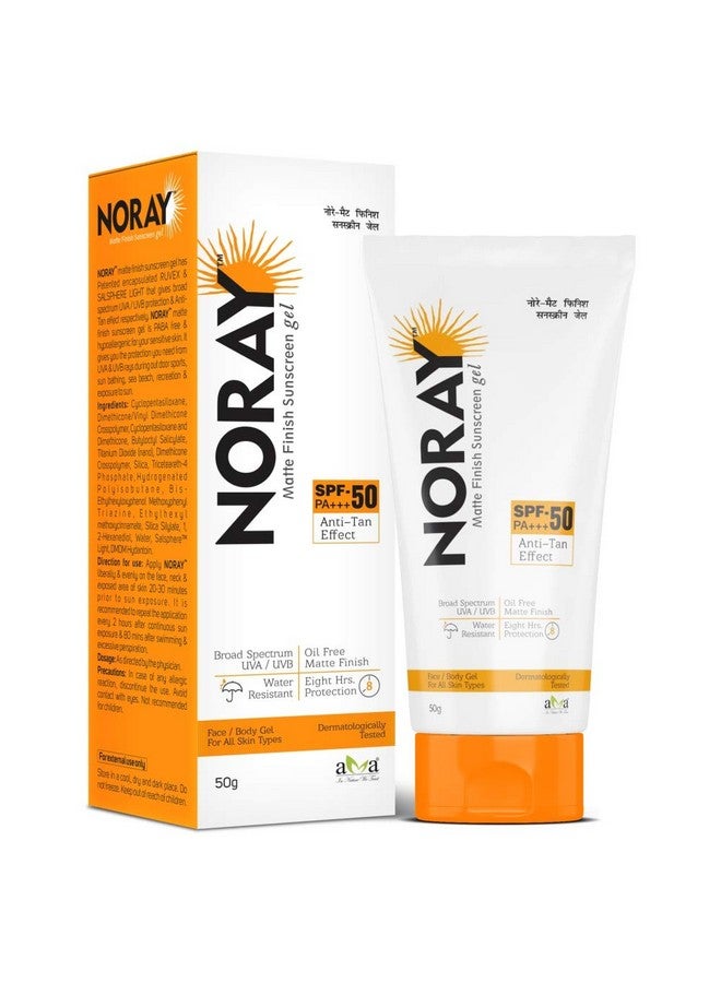 Vegetal Noray Matte Finish Broad Spectrum Sunscreen Gel, Spf-50, Pa+++ With Anti Tan Effect, 50 G - Image 1