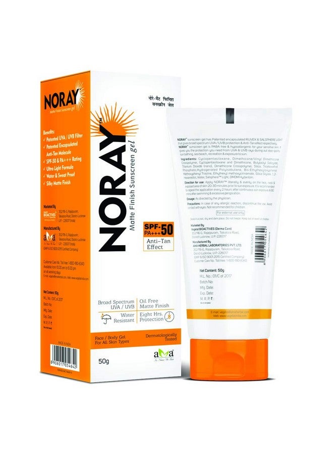Vegetal Noray Matte Finish Broad Spectrum Sunscreen Gel, Spf-50, Pa+++ With Anti Tan Effect, 50 G - Image 2