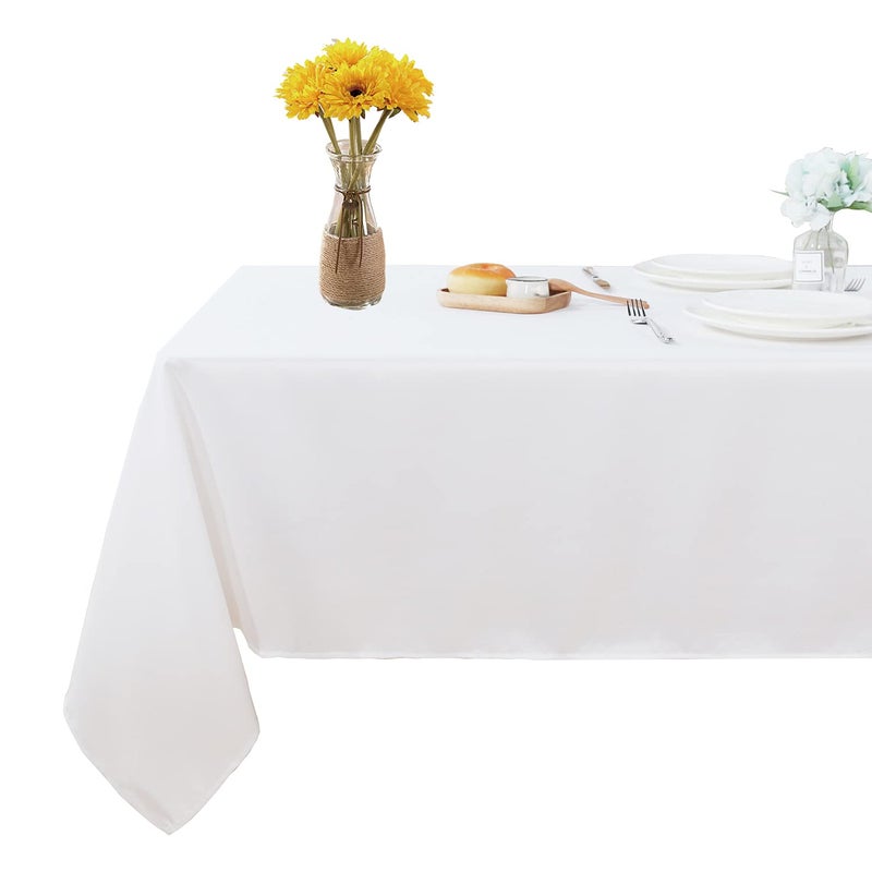 Fitable Fitable Rectangle 4 Feet Tablecloth 60x84 inch Tablecloth Stain and Wrinkle Resistant Washable Polyester Table Cloth Decorative Table Cover for Dining Table Buffet Parties and Camping White 