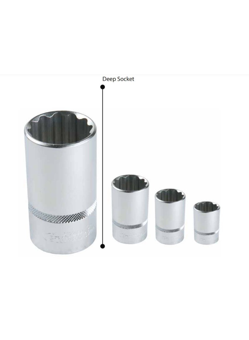 Starex Deep Socket 1/2"x32mm (12Points) Micro Nickle Finish CRV
