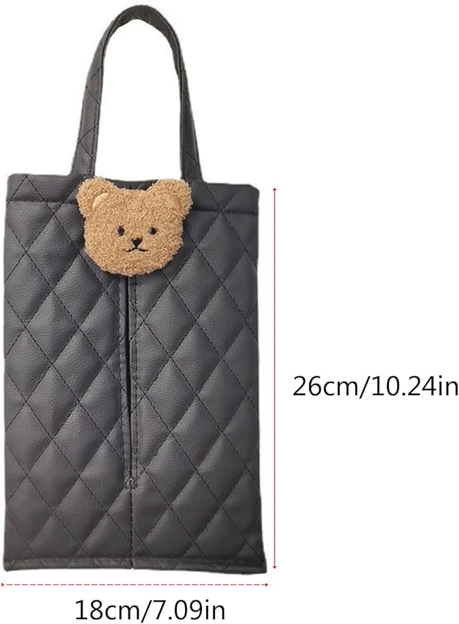 حقيبة حافظة علبة المناديل المعلقة بلون البيج لتنظيم المقعد الخلفي للسيارة - تخزين ممتع للأطفال أثناء الركوب - Image 4