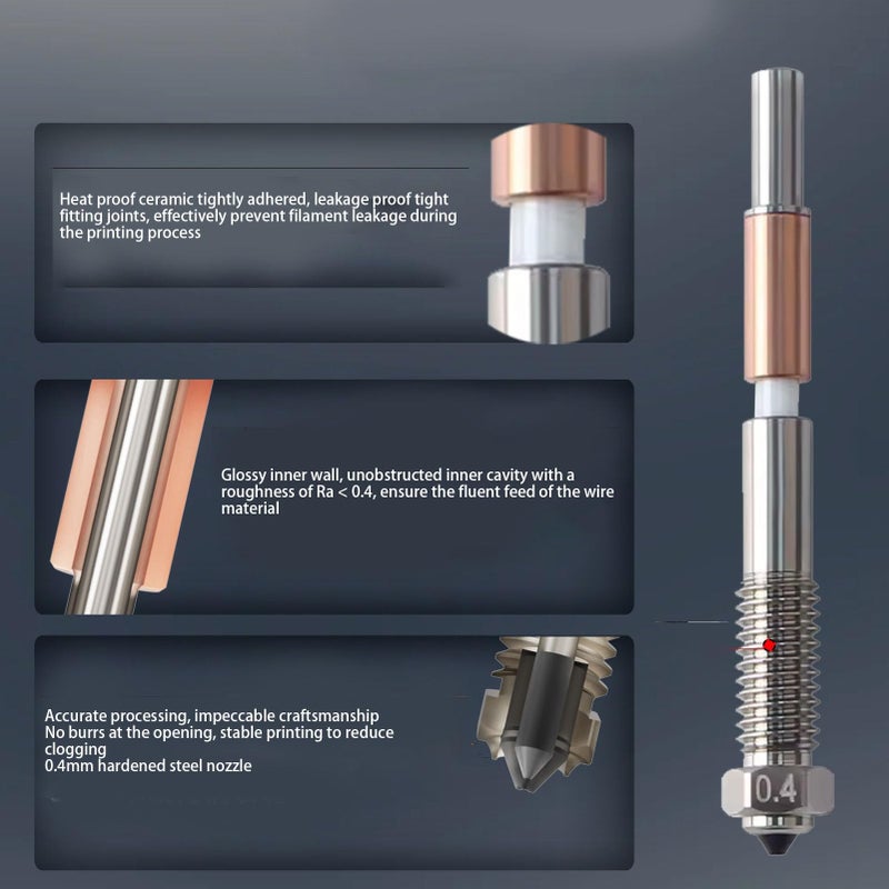 طقم رأس طارد ثنائي المعدن 5 قطع 0.2 مم 0.4 مم 0.6 مم 0.8 مم ملحقات طابعة ثلاثية الأبعاد - Image 4