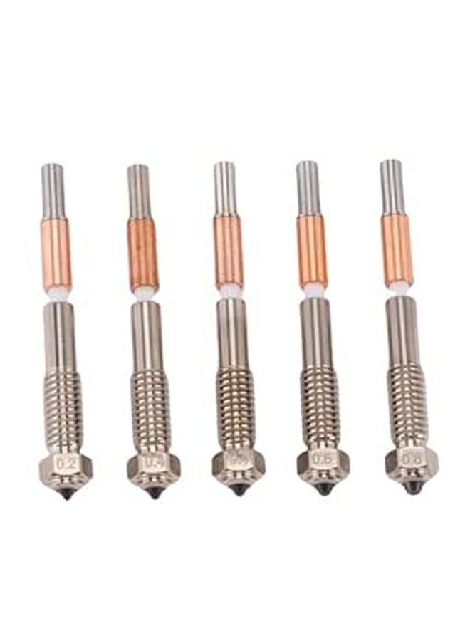 طقم رأس طارد ثنائي المعدن 5 قطع 0.2 مم 0.4 مم 0.6 مم 0.8 مم ملحقات طابعة ثلاثية الأبعاد - Image 1