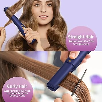 OBEST أوبست مكواة شعر لاسلكية 2 في 1 مصغرة محمولة للسفر مكواة ومجعدة للنساء تسخين سريع مضادة للحروق 3 مستويات قابلة للشحن مكواة مسطحة لشعر لامع - Image 3