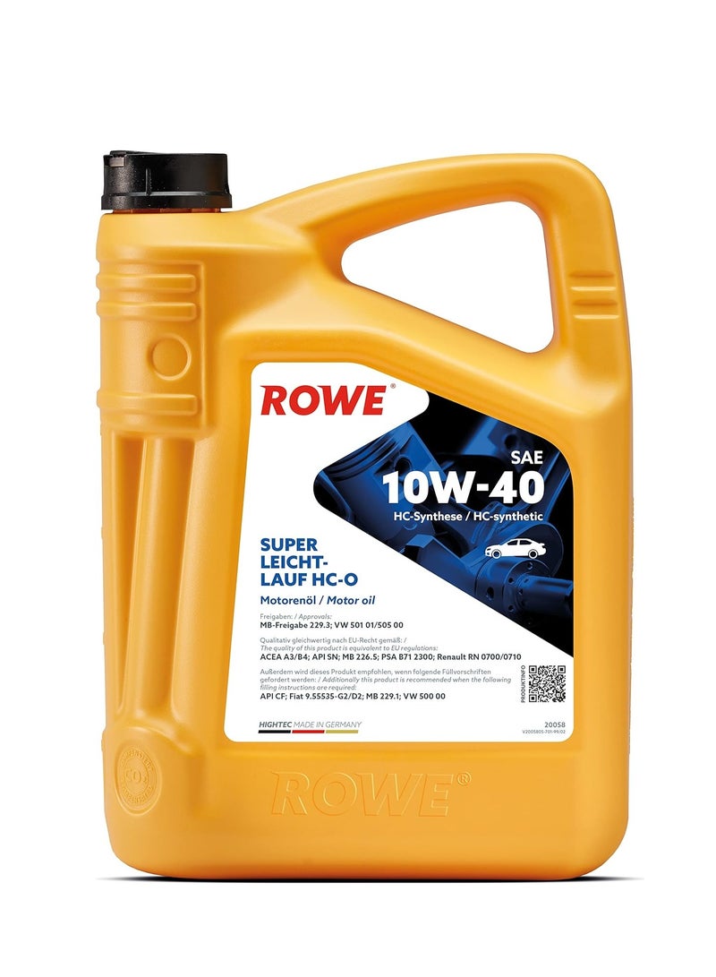 ROWE HIGHTEC SUPER LEICHTLAUF HC-O SAE 10W-40 -5 Ltr. High-performance engine oil- Germany  - Image 1