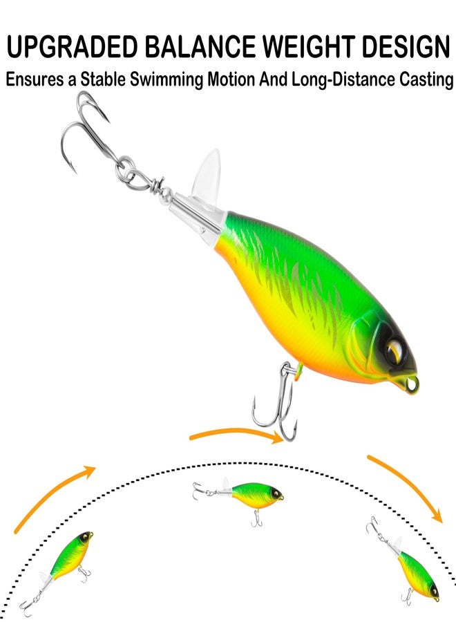 Jeoronuly 5Pcs Topwater Fishing Lures with Bait Box, 0.2oz Whopper Popper with Rotating Tail Treble Hooks, Popper Floating Lure for Bass Crappie Walleye Catfish Pike Perch, Freshwater or Saltwater - Image 5
