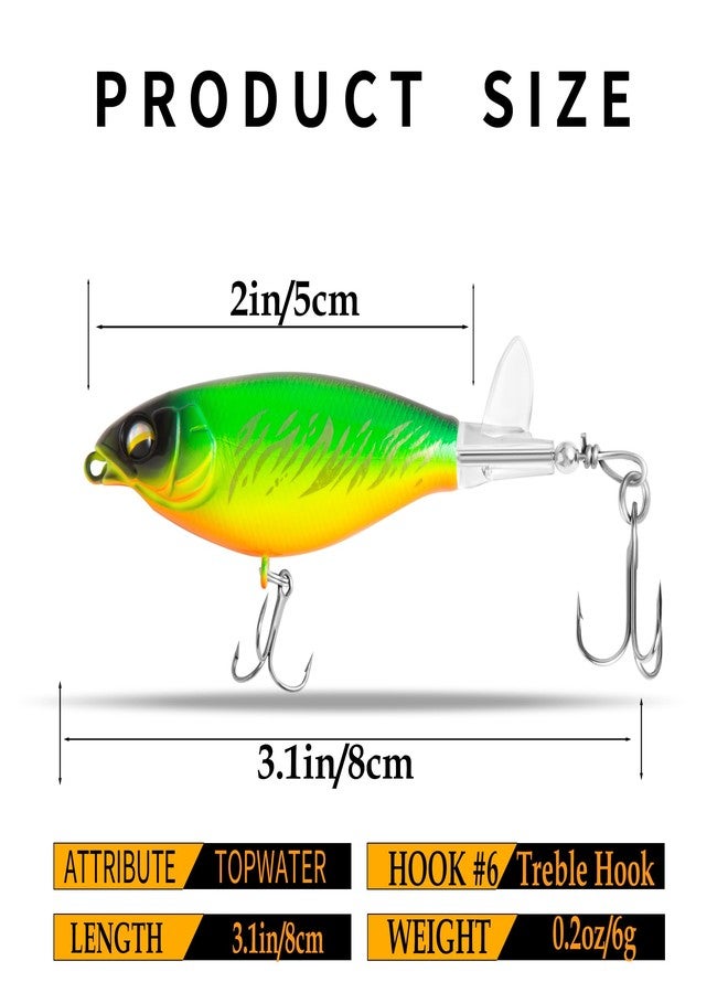 Jeoronuly 5Pcs Topwater Fishing Lures with Bait Box, 0.2oz Whopper Popper with Rotating Tail Treble Hooks, Popper Floating Lure for Bass Crappie Walleye Catfish Pike Perch, Freshwater or Saltwater - Image 3