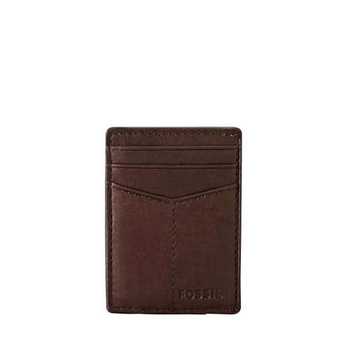 Fossil Mens Ingram Leather Magnetic Card Case with Money Clip Wallet Slim Wallet for Men Brown - Image 3