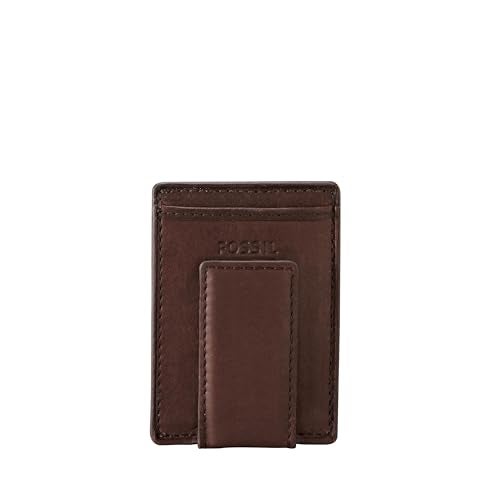 Fossil Mens Ingram Leather Magnetic Card Case with Money Clip Wallet Slim Wallet for Men Brown - Image 1