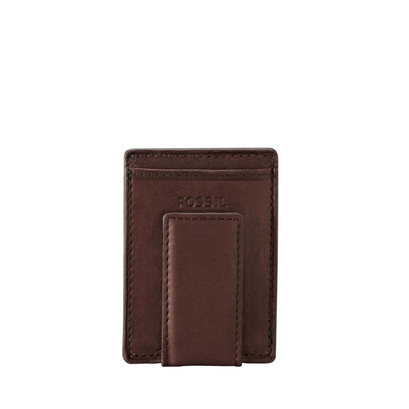 Fossil Mens Ingram Leather Magnetic Card Case with Money Clip Wallet Slim Wallet for Men Brown - Image 2
