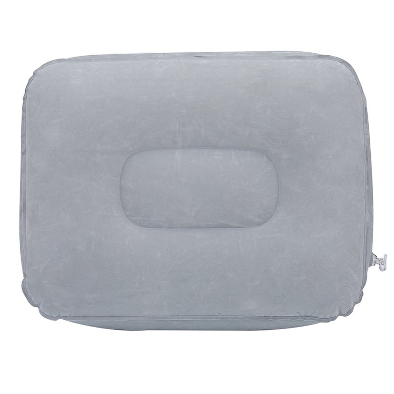 Inflatable Flocking Travel Foot Rest Pillow Travel Flights Relax Cushion With Air Pump(Gray) - Image 3