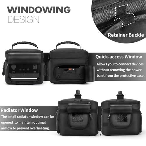 OCXLLEATLY Power Station Carrying Case Compatible with ECOFLOW RIVER 3 Plus, Travel Storage Bag For Generator, Charging Cable and Accessories, with Quick Access & Air Flow Zipper Windows - Image 4