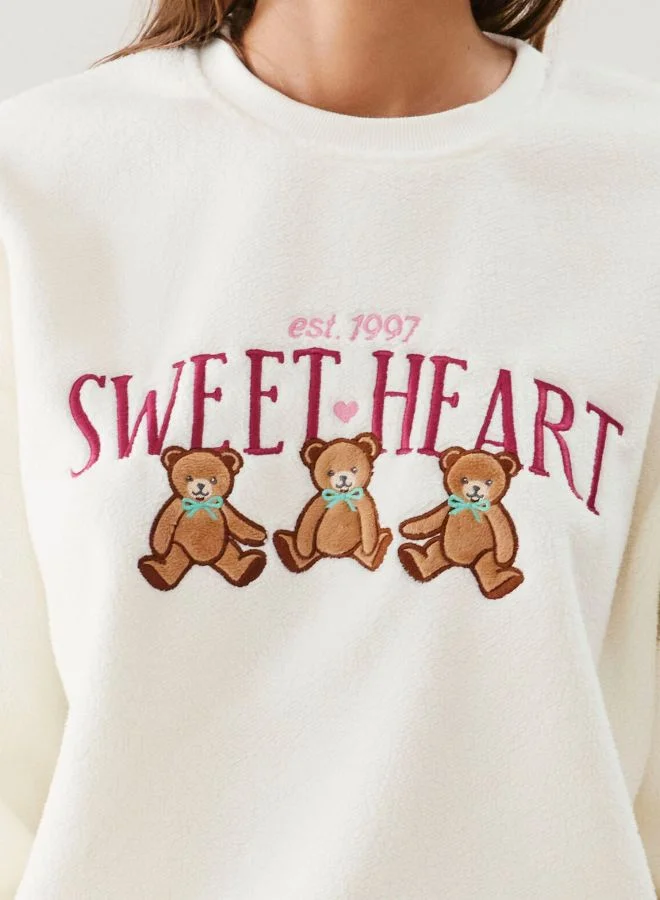 UNDIZ Fleece sweatshirt with embroidery