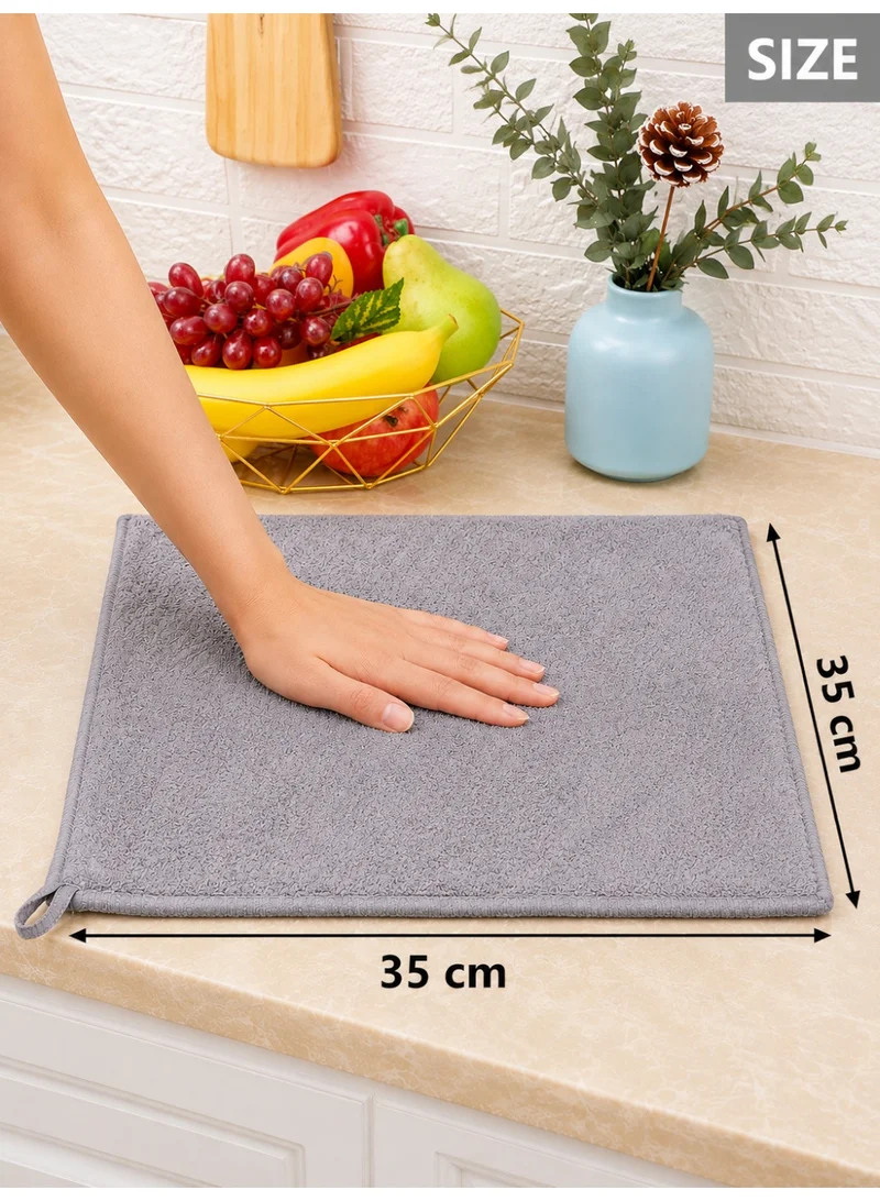 Donetella Dark Grey 6-Pack Microfiber Kitchen Towels 35×35 cm Size – 330 GSM, Highly Absorbent, Quick Dry, Lint Free, Streak Free | Dish & Counter Cleaning  | Best Price UAE