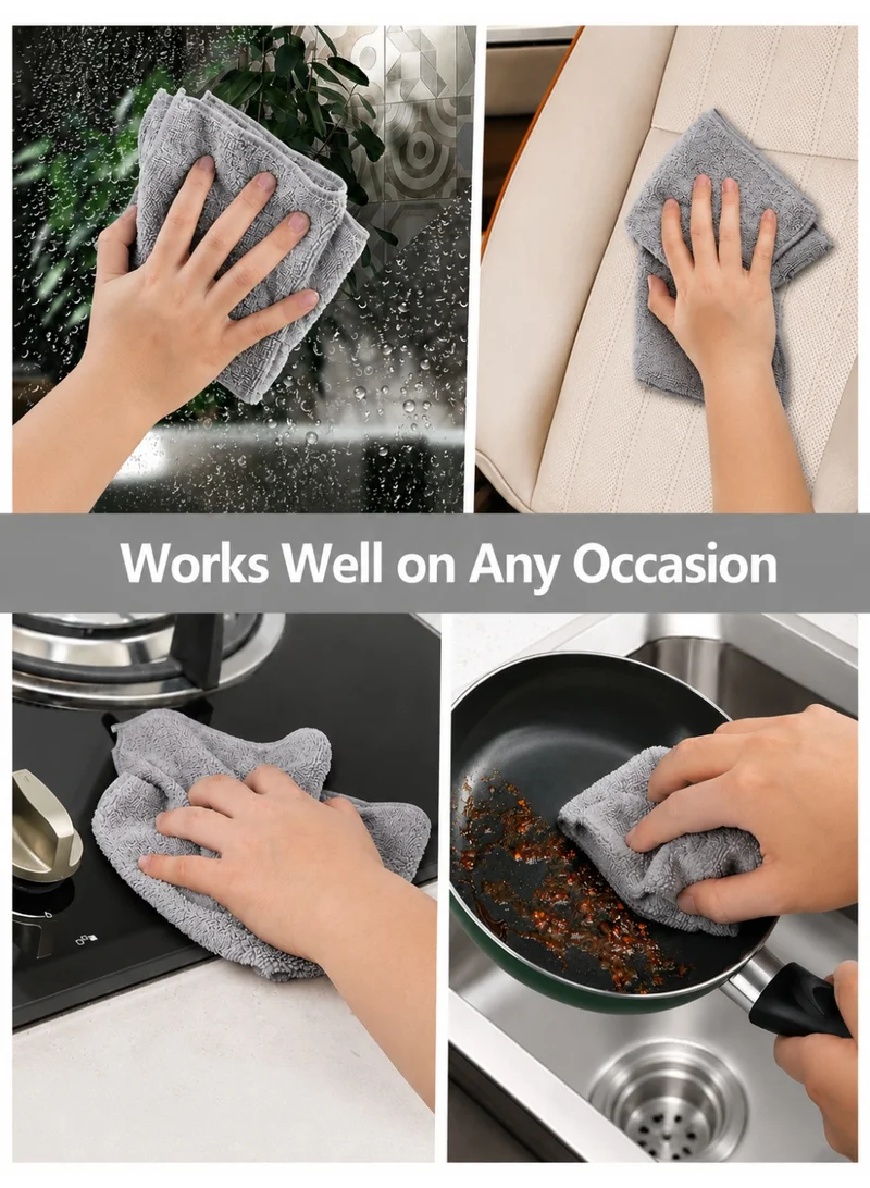 Donetella Dark Grey 6-Pack Microfiber Kitchen Towels 35×35 cm Size – 330 GSM, Highly Absorbent, Quick Dry, Lint Free, Streak Free | Dish & Counter Cleaning  | Best Price UAE