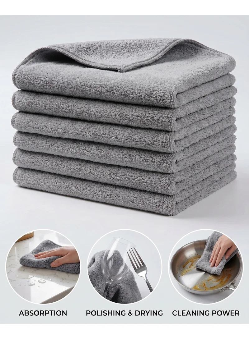 Donetella 6-Pack Microfiber Kitchen Towels 35×35 cm Size – 330 GSM, Highly Absorbent, Quick Dry, Lint Free, Streak Free | Dish & Counter Cleaning