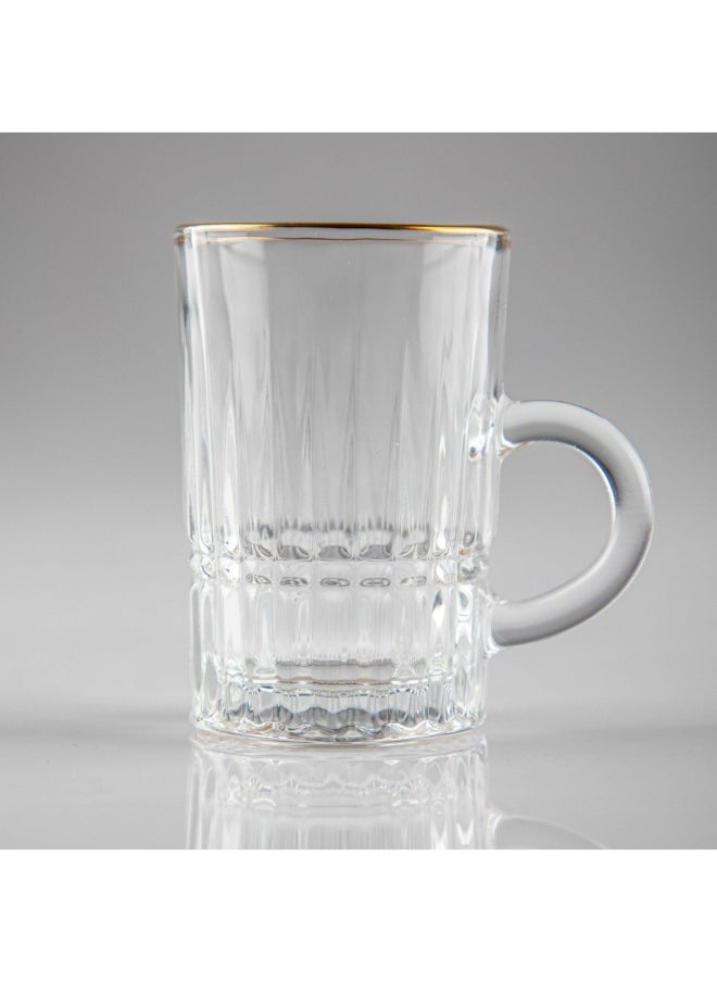 Soleter Tea and Coffee Glass Cups and Saucers British Tea Cups Set of 6pcs Glass TRANSPARENT 6Pcs 4oz Tea Cups + 6Pcs Saucers With Gold Rim On Top.  - Image 4