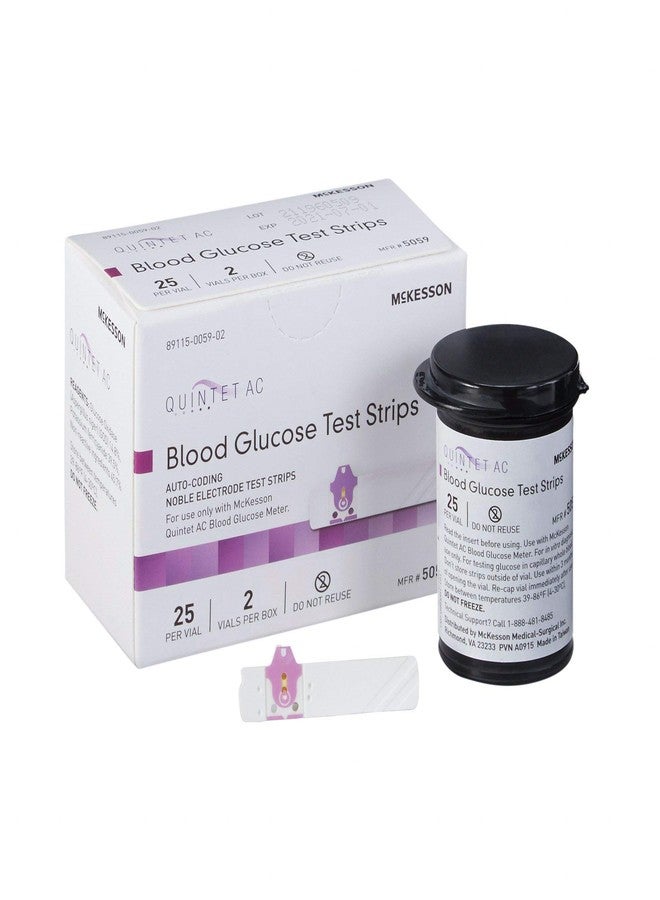 McKesson Quintet AC Blood Glucose Test Strips - Auto Coding, Noble Electrode Strips, for Self-Testing and Point-of-Care Testing of Whole Blood Glucose, 50 Strips, 1 Pack - Image 1