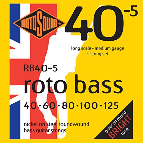 Rotosound RB(40-5 Nickel (Unsilked) 5 String Bass Guitar Strings (40 60 80 100 125) - Image 5