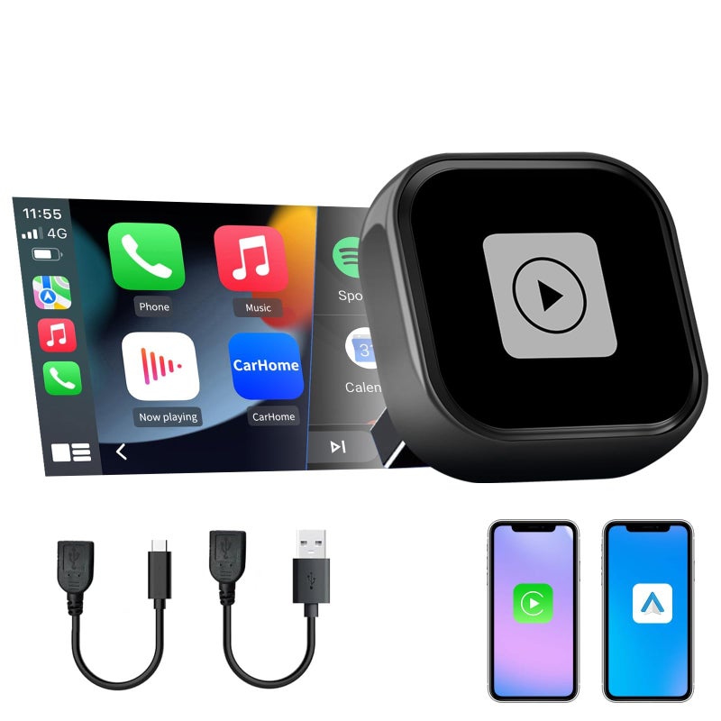Pyniro Mini 2-in-1 Wireless CarPlay & Android Auto Adapter for iOS 10+ & Android 11+, Plug & Play Dongle for USB/Type-C Port Converts Wired to Wireless, Fast Auto-Connect/Low Latency/Compact Design - Image 1