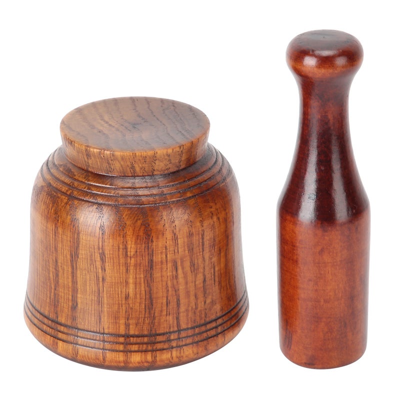 Wooden Grinding Bowl Household Kitchen Manual Garlic Ginger Spices Grinder Mortar Pestle Set - Image 5