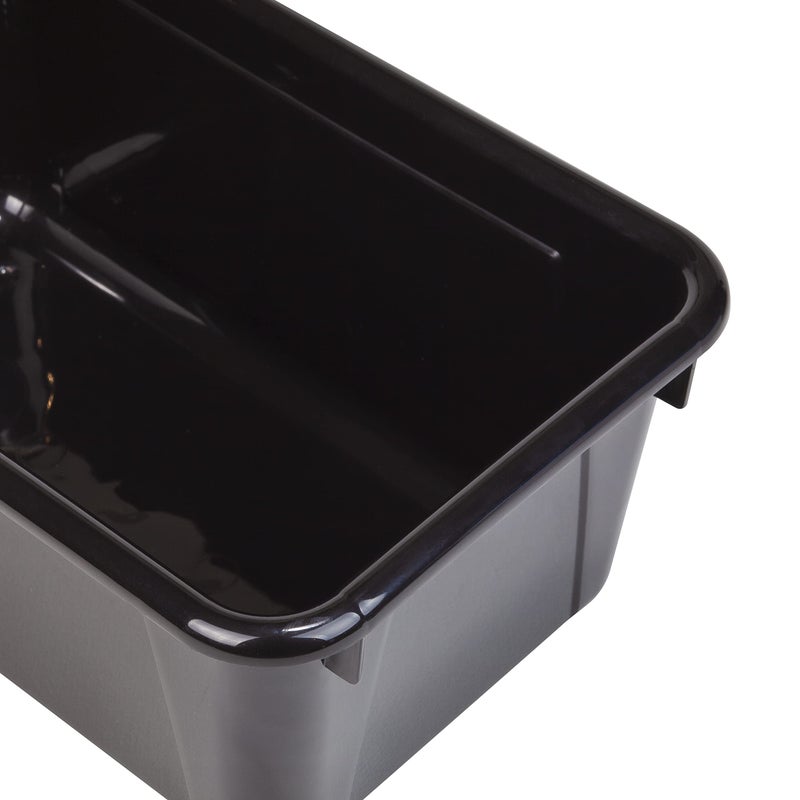 Storex Small Cubby Bins – Plastic Storage Containers for Classroom with Non-Snap Lid, 12.2 x 7.8 x 5.1 inches, Black, 5-Pack (62463U05C) - Image 5