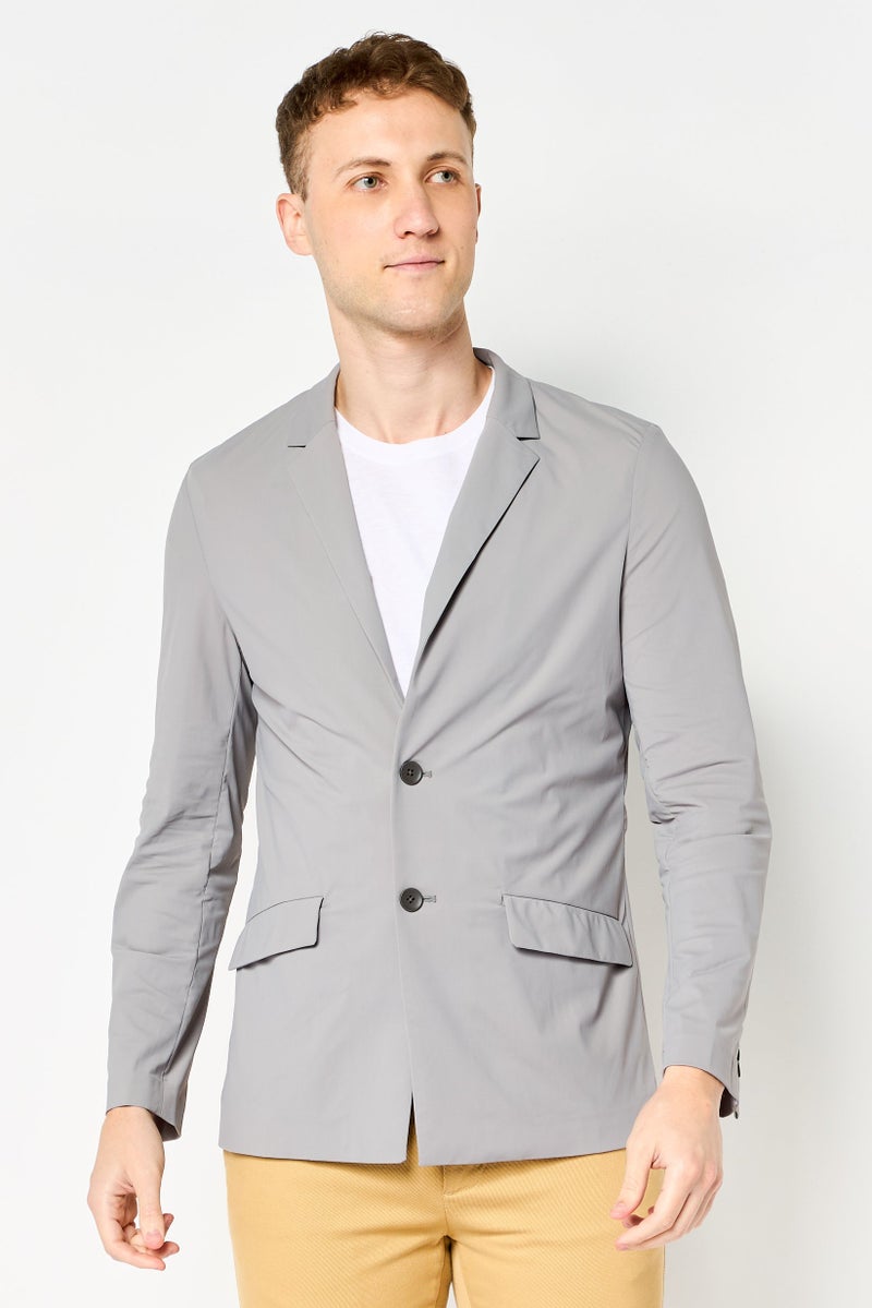 SELECTED Men Regular Fit Solid Casual Blazer, Light Grey - Image 1